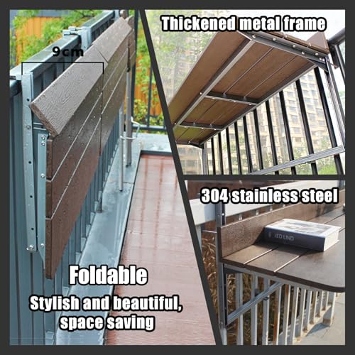 Table murale pliable pour balcon en plastique aspect bois et alu