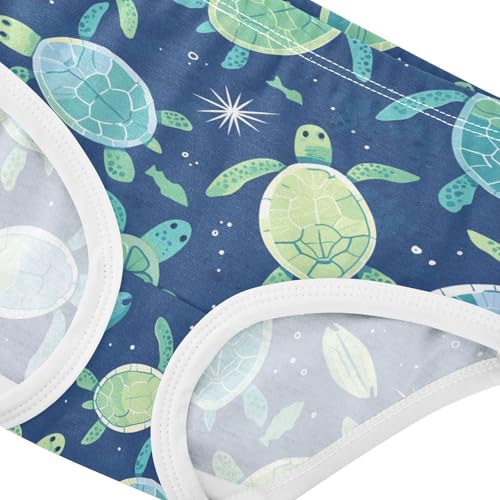 Wusikd Blue Green Turtles Girls' Underwear Cotton Ocean Girls Briefs Soft Toddler Underwear 2T4