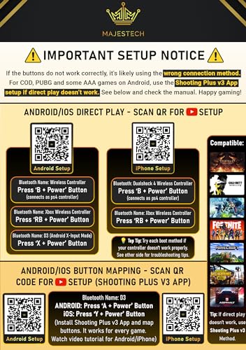 MAJESTECH iPhone/Android Game Controller (NEW 2024) Play COD, Fortnite, Minecraft, Emulator, Xbox, Playstation! Mobile Phone Controller for Gaming, Bluetooth Controller Gamepad iPhone 14 13 12 Samsung MAJESTECH iPhone/Android Game Controller (NEW 2024) Play COD, Fortnite, Minecraft, Emulator, Xbox, Playstation! Mobile Phone Controller for Gaming, Bluetooth Controller Gamepad iPhone 14 13 12 Samsung