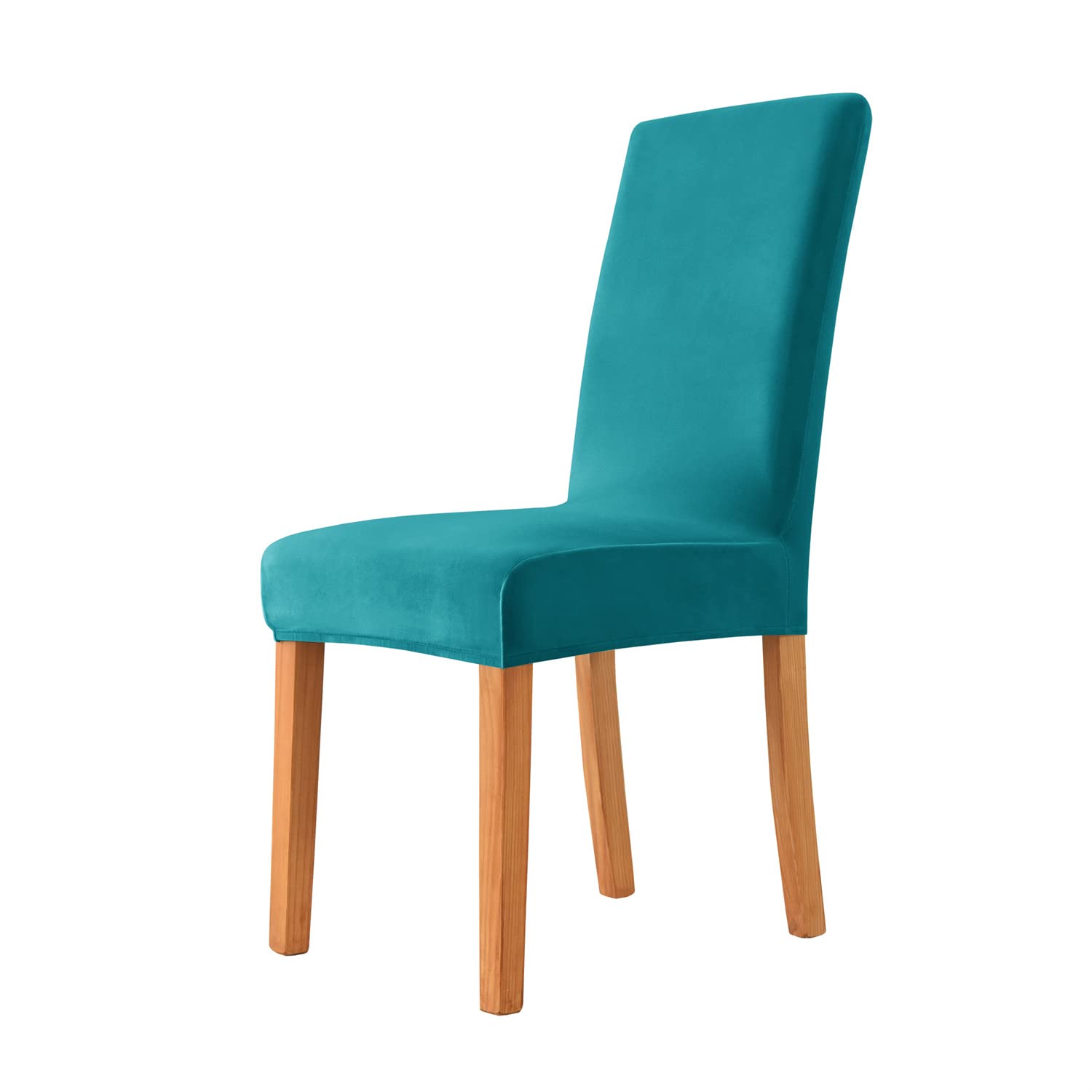 SYLC Stretch Dining Chair Covers Velvet, Dining Chair Slipcovers High Back Soft Plush Chair Protector Covers Set for Dining Room Removable Washable (Turquoise,6 PCS)