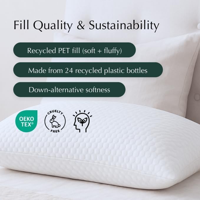 Miniatura 6 de Buffy Almohada Cloud para dormir, eucalipto fresco al tacto, relleno alternativo al plumón, almohadas suaves y de apoyo, tamaño Queen (Queen