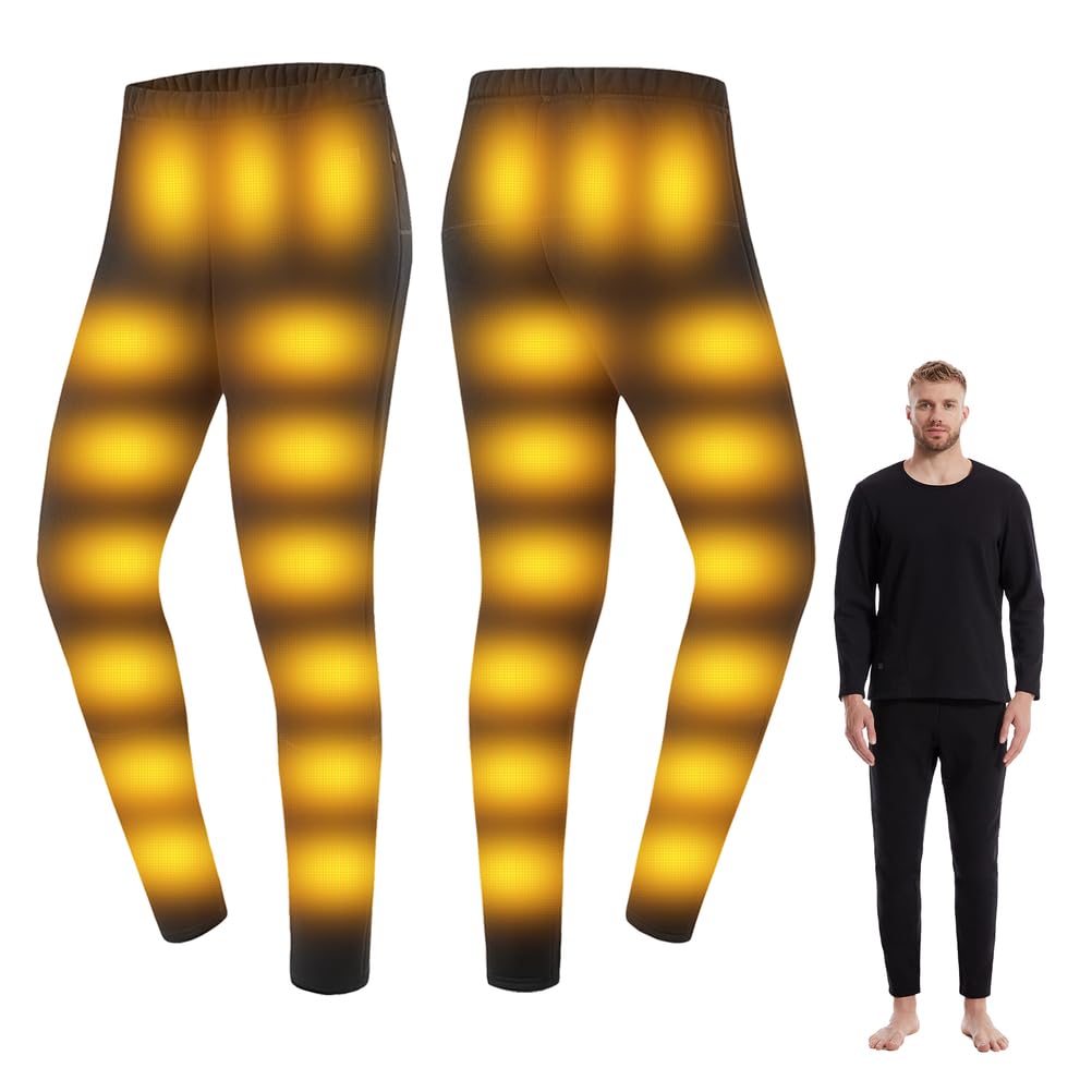 Pantaloni Termici Riscaldati per Uomo, Pantaloni Lunghi Elettrici con 30 Zone Riscaldanti per Caccia E Sci