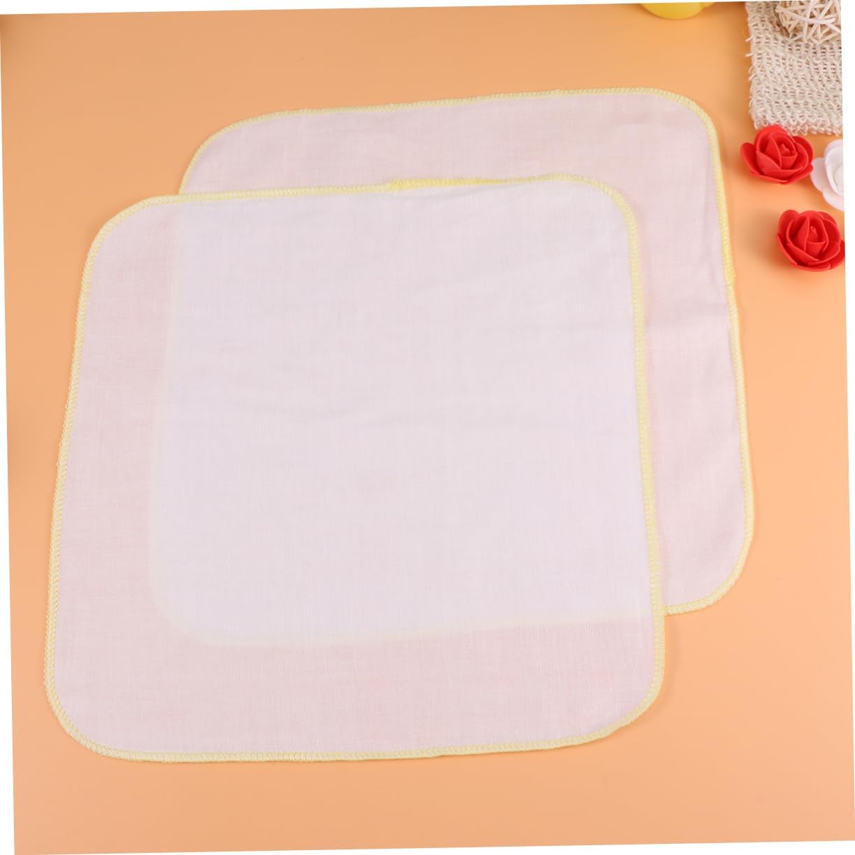 BESTonZON 30pcs Large Double Gauze Feeding Towels Soft Absorbent Nursing Cloths for Boy Girl Multi-Functional Handkerchiefs Yellow for Burp Clean-up
