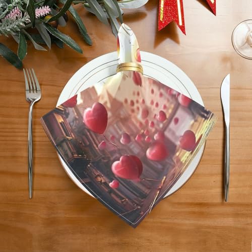 Servilletas de Tela Corazón Día de San Valentín x6 50x50 cm miniatura 2