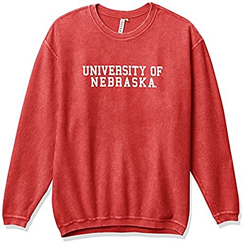 chicka-d NCAA Nebraska Cornhuskers Womens Corded Crew, Red, Medium (443_TC_CB)