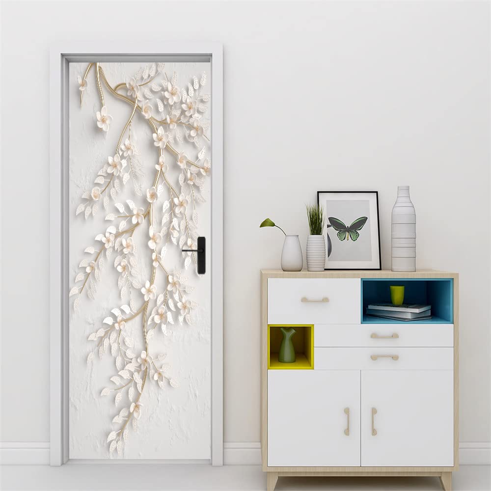 Papier peint art décor 93x205cm vinyle trompe l'oeil fleur premium