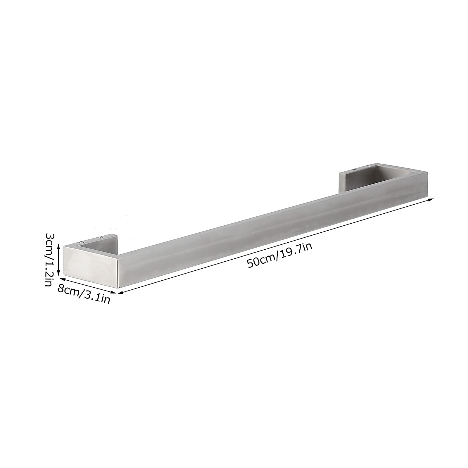 Toallero de 50 Cm, Base Cuadrada Espesa SUS304 Barra de Toalla de Acero Inoxidable, Soporte de Toalla de Montaje en Pared Accesorios de Baño para Cocina Casera