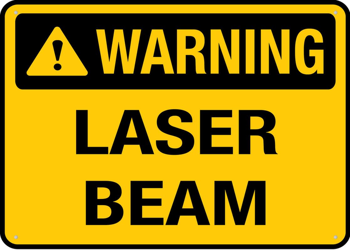 Warning Laser Beam Aluminum Metal Sign 12x8 inch Weather Resistant Weatherproof For Indoor/Outdoor Use