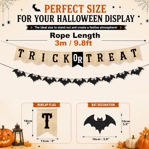 Image of Uniwish Trick or Treat Banner Garland Halloween Decorations for Mantel