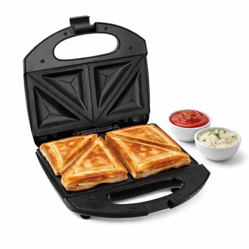 Avantara Creation Sandwich Toaster Maker for Grilling Toasting Non Stick Dual Grill Plates Quick Even Heating Cool Touch Handle Press Lock Smart Light Indicator Easy to Clean (Pack of 1 Pcs)