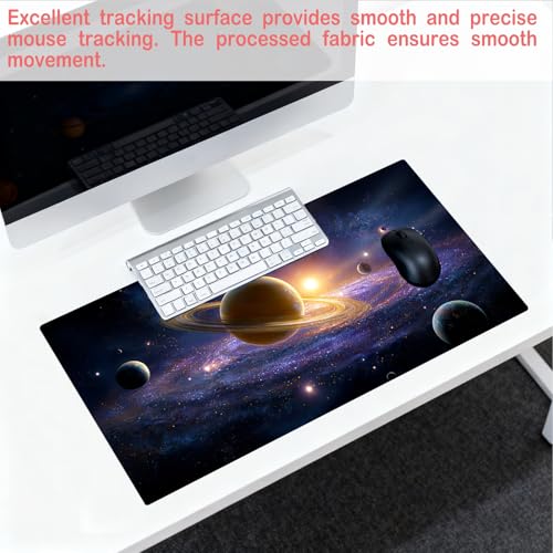 Image of Nuxovilar Professional Large Mouse Pad & Computer Game Mouse Mat (35.4x15.7IN, Cosmic Planets & Space Art) (90 * 40cm Cosmic Planets)