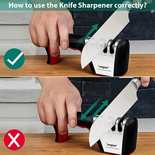 image for Longzon 4-in-1 Knife Sharpener [4 Stage] with a Pair of Cut-Resistant 