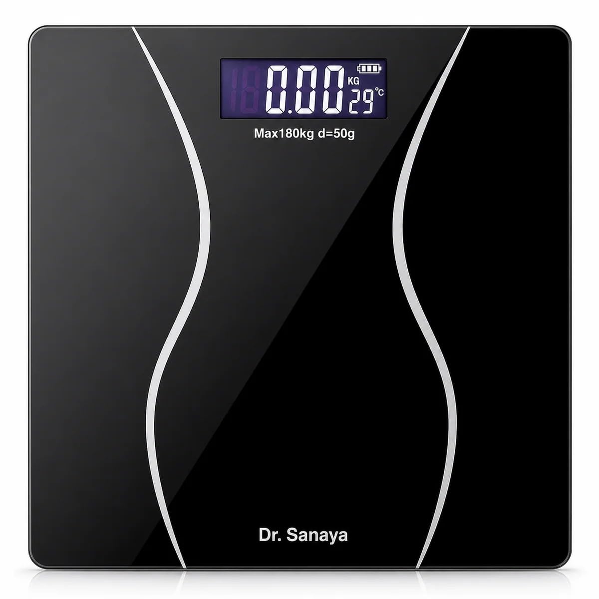 RWS-01B Digital Weight Machine, 180 Kg Capacity, High Precision Electronic Weighing Scale with Backlit LCD Display, Step-On Technology, Tempered Glass Bathroom Scale for Home Use (Black)-image-8