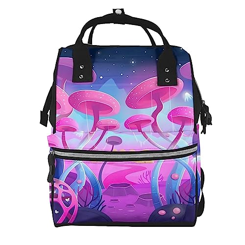 Sac à langer imprimé champignon magique grand format - Sac à dos momie multifonction étanche