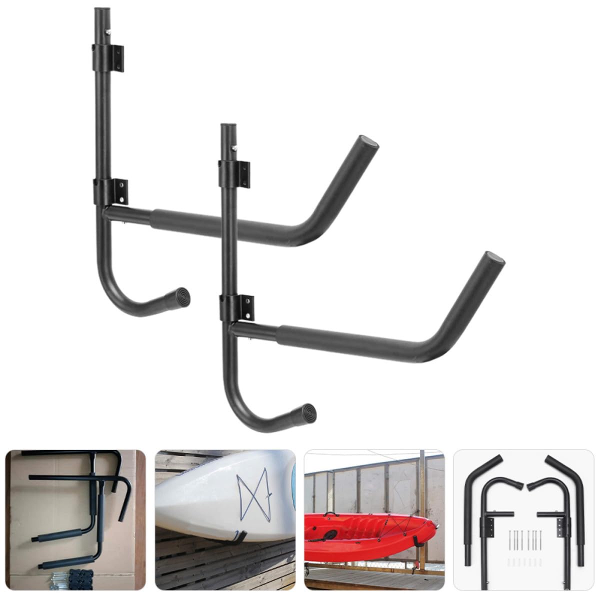 2 Set Supporto Pieghevole per Kayak e Canoa da Parete Nero