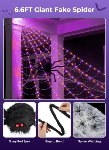  16.4 ft 255 LED Halloween Giant Spider Web Lights Set  - image 8