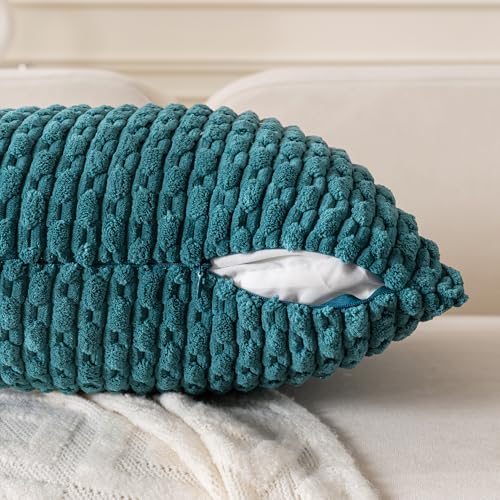 Set of 4 Teal Decorative Throw Pillow Covers 18x18 Inch Corduroy Pillow Covers for Bed Couch Sofa Living Room Soft Square Cushion Cases