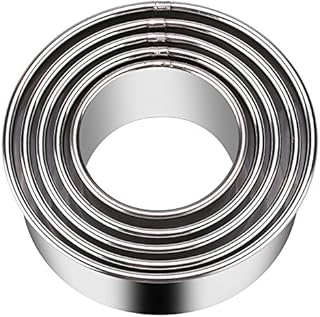 KSPOWWIN Biscuit Cutters Set, Sturdy Stainless Steel Circle Round Cookie Cutters in Graduated Sizes Shape Molds for Pastries Doughs Doughnuts, 5 Pieces