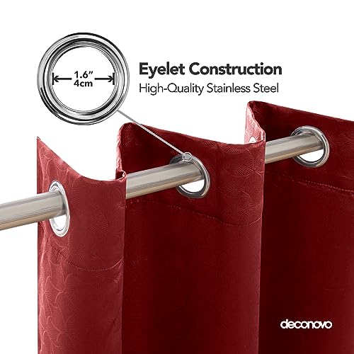 Image of Deconovo Fashionable Rod Pocket Blackout Curtains Room Darkening Curtains Window Treatments Shade Curtains for Study （7 Feet-Door） 52W x 84L Inch True Red 2 Drapes