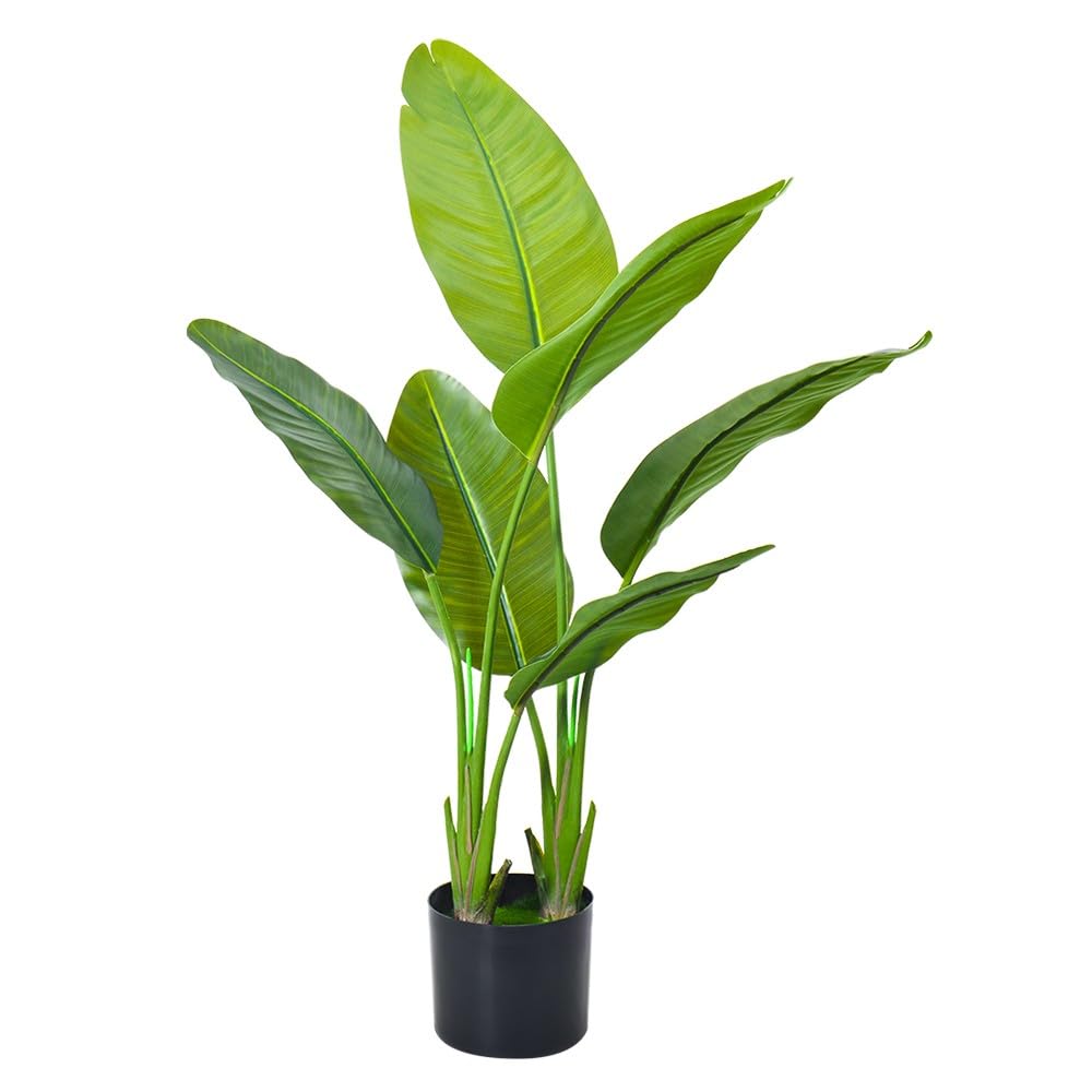 Artificial Bird of Paradise - Fake Plants Indoor Faux Tropical Palm Potted Dypsis Lutescens for Home Office Decor Housewarming (3FT-1Pack)