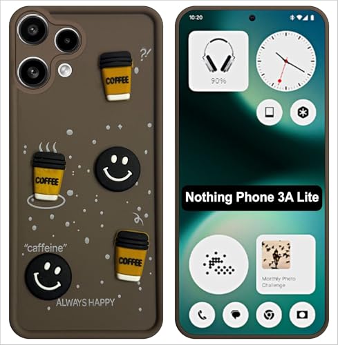 Image of SBMS Silicone Back Cover Case for Nothing Phone 3A Lite | Cute Fun 3D Cartoon, Coffee Design Silicone Case | Camera Protection Bump | Shockproof Case for Nothing Phone 3A Lite (Coffe Mug Brown)