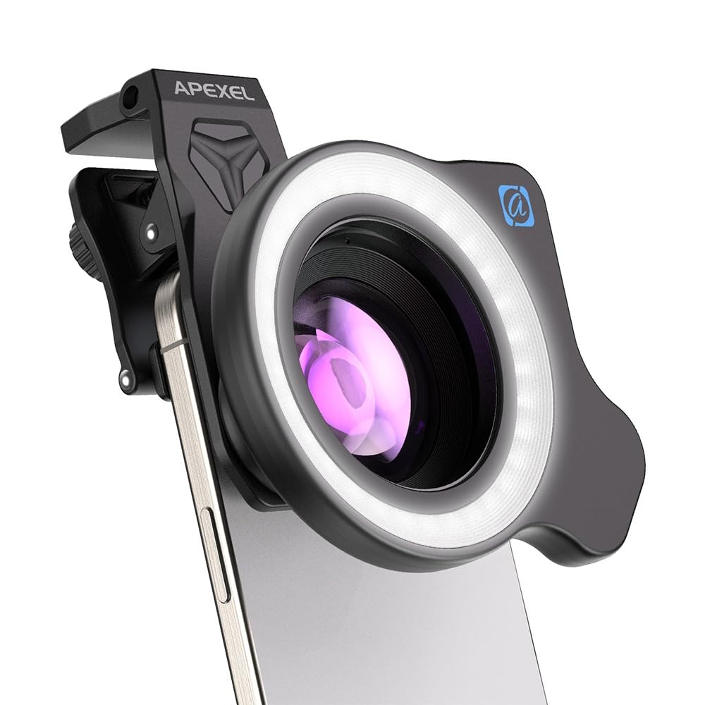 INF APEXEL APL-ZM100FL26 Kit d'objectif pour téléphone portable – Macro, zoom et lampe de poche pour une meilleure photographie mobile