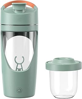 YOHOABSER Electric Protein Shaker Bottle with Storage, 24oz USB-C Rechargeable Protein Shaker Cup, BPA-Free Tritan, Leak-P...