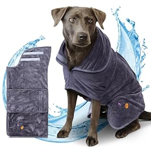 CLUFFY Premium Dog Bathrobe [Extremely Absorbent] Dog Clothing & Accessories Made of Soft Material Version with Improved Velcro Fastening – Dog Bathrobe Perfect for Summer (M)