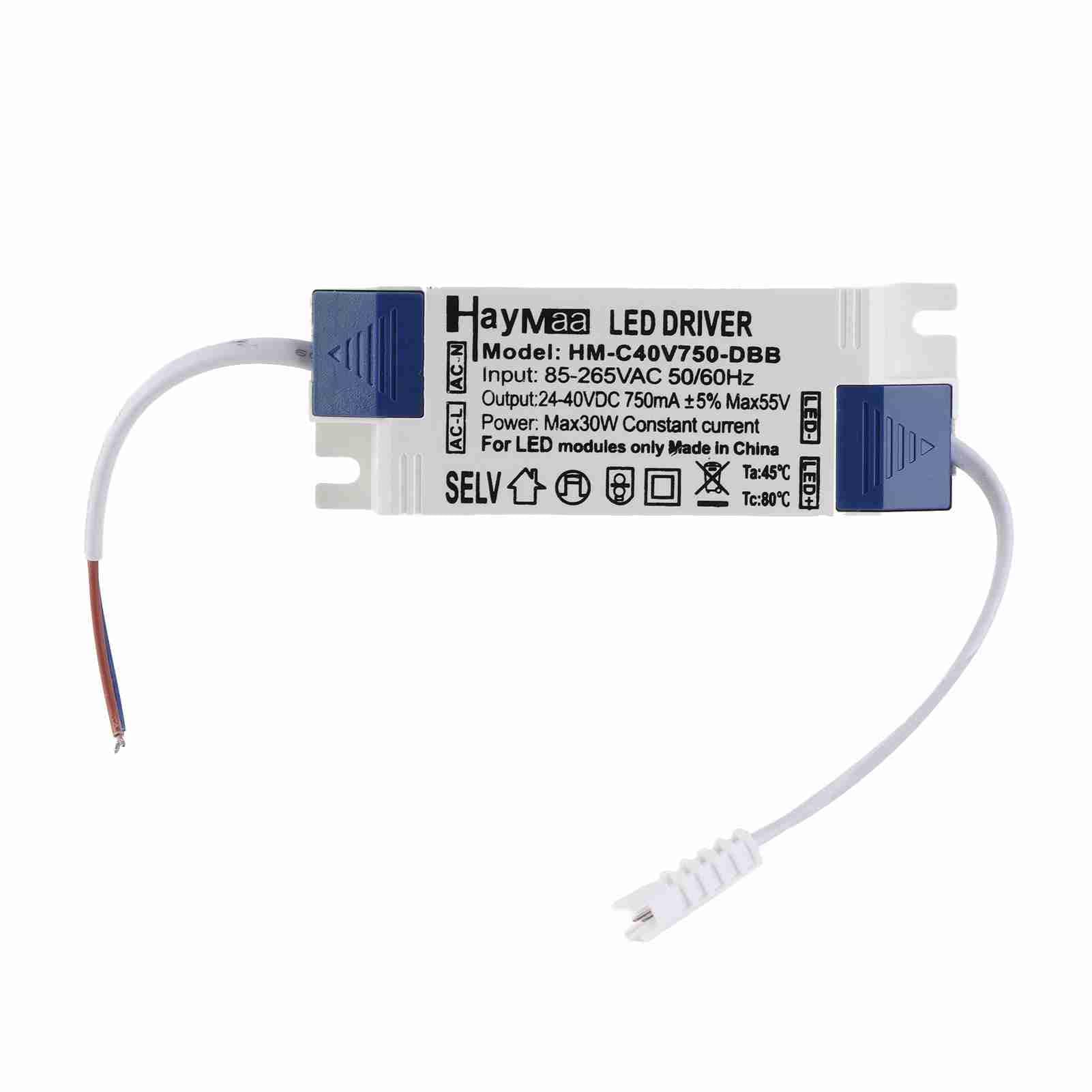 Driver LED 30 W, Corrente Costante 750 MA Trasformatore di Luce T 32 Driver LED 42 V CC 700 MA 24 V 600 MA Trasformatore 36 V 700 MA 27 42 V Ingresso AC 85‑265 V Uscita DC 24‑40