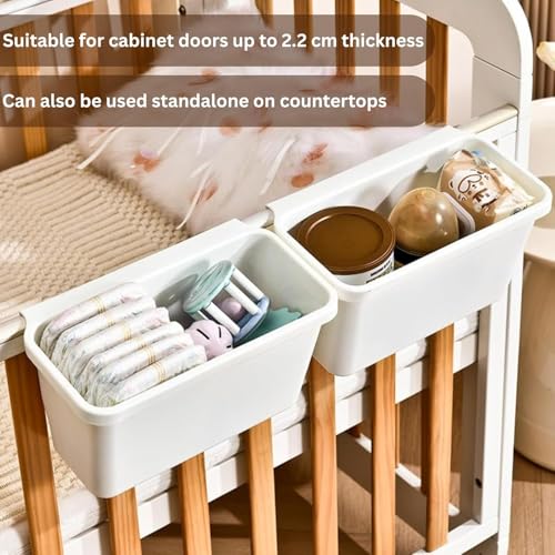 Image of Hanging Kitchen Trash Can for Cabinet Door, Wall Mount Food Waste Bin, Under Sink Garbage Container, Space Saving Plastic Dustbin for Kitchen, Bathroom & Office
