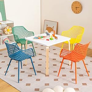  Costzon-Kids-Chair-4-Piece-Child-Size-Chairs-with-Curved-Backrest-Ergonomic-Armrests-Metal-Legs-Anti-Slip-Foot-Pads-Toddler-Furniture-for-Playroom-School-Daycare-Toddler-Chairs-Colorful