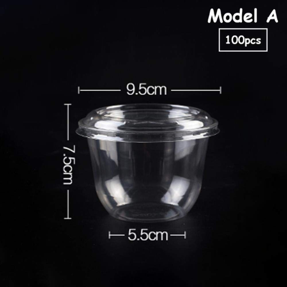 Miner Disposable Plastic Cup Bowl With Lid Ice Cream Bowl Birthday Party One Time Use Container Dessert Yogurt Drinking Mug,Model A-100pcs