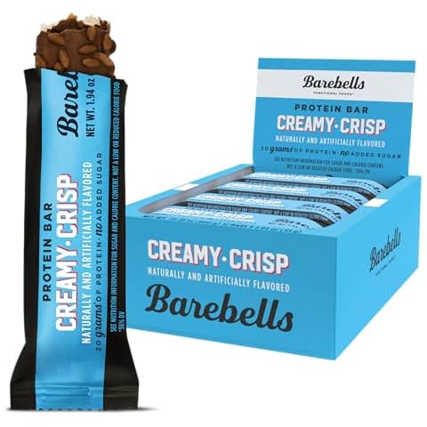Barebells Protein Bars, Creamy Crisp - 12 Count, 1.94oz Bars with 20g of High Protein - Chocolate Protein Bar with 1g of Total Sugars - Perfect on The Go Protein Snack & Breakfast Bar Cover