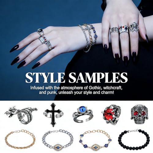 Image of Mystery Jewelry Jar Set 33-35 Pcs Surprise Jewelry Box for Women | Includes Necklaces, Earrings, Rings and Bracelets, Alternative Fashion Romantic Present for Her, Halloween&Christmas day