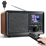 DAB DAB+ FM Digital Radio with Bluetooth and Dual Alarm Clock | Portable Vintage Radio Retro Bluetooth Speaker with USB/AUX, Headphone Jack, Sleep Timer, Remote Control, 30 Presets