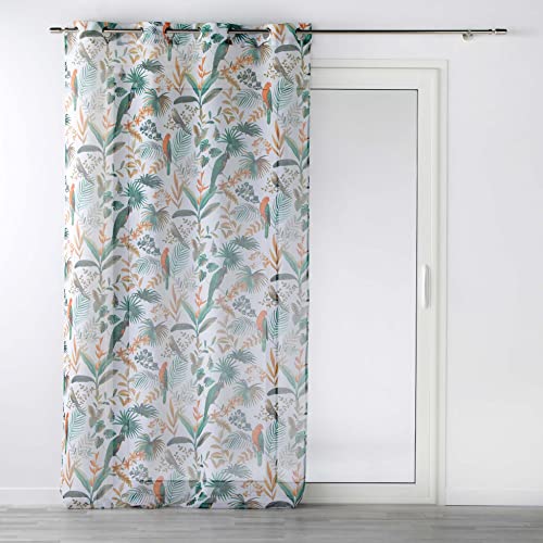 Douceur d'Intérieur, Voilage à Oeillets 140 x 240 cm Voile Sablé Imprimé, Panis Blanc