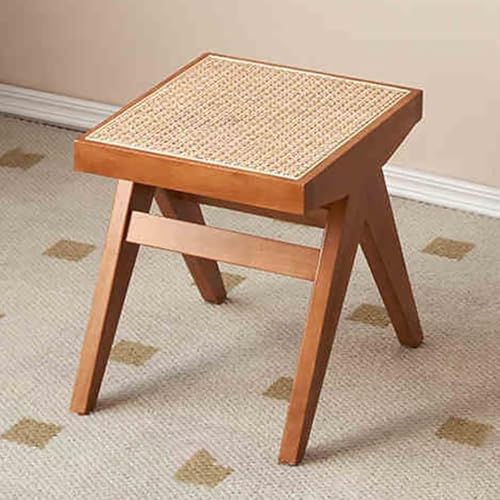 NOKTAI Banco de Madera con Asiento de ratán, Banco de Madera de Mediados de Siglo, Taburete de Zapato de Cambio de Comedor de Entrada para Sala de Estar, Dormitorio, Cocina, Pasillo Cherry