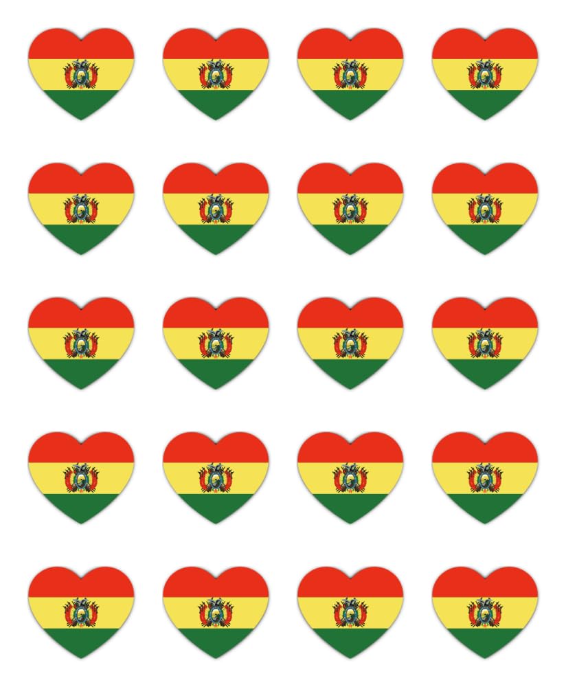 Havati 25Mm 20Pcs 20Pcs Heart Stickers Bolivia Flag Vinyl 25Mm 2.5Cm Waterproof Decoration Set