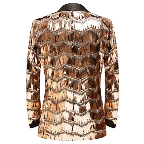 Men'S Luxury Striped Gold Sequin Blazer Shawl Lapel One Buttons Glitter Wedding Party Dinner Blazer2