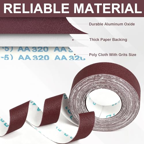 6 Rollen Schleifpapier Rolle mit Spender, 2,5 cm x 6 m Schleifleinen 80/120/240/320/400/600 Körnung, Schmirgelleinen Rolle für Holz, Metall, Möbel, Farbe, Trockenbau