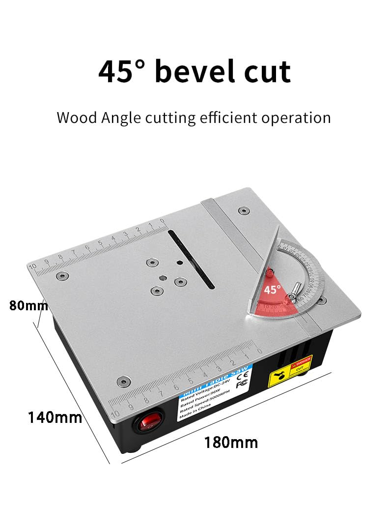 96W Mini Scie Circulair de Table, Scie Sur Table et 4 Lames, 7 Vitesses (A)
