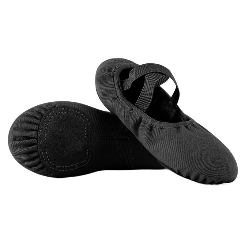 LOVSSU Zapatos De Ballet Tela elástica Entrenamiento de Baile Latino Mujeres Adultas Chica Zapato de Gamuza Suela Blanda Ballet Niños Zapatos de Entrenamiento de Baile para Mujeres(Black,43)