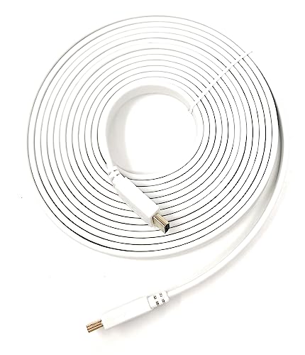 mCore HDMI to HDMI 4K 60Hz High Speed FLAT Cable LCD LED UHD HD TV Game Console Laptop PC Ethernet Video Return Lead Gold Plated Contacts (5m, White)