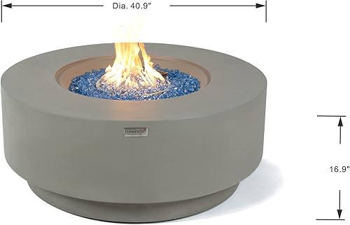 Miniatura 2 de AMS Chimenea Elementi  Mesa redonda de gas para patio exterior  Cubierta y rocas de lava incluidas  Mesa de bioetanol gratis (combustible gas