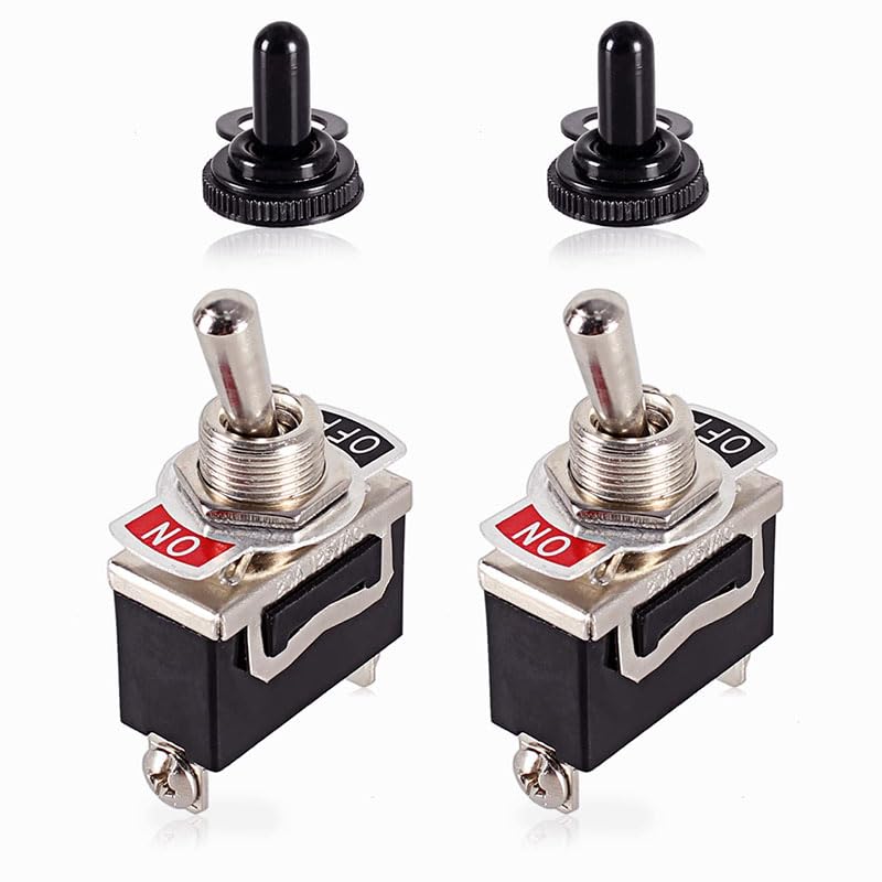 2 PCS Heavy Duty Rocker Toggle, SPST 2 Pin ON Off Toggle Switch with Boot Cover, 15A 12V Toggle Switch for Car Boat Marine