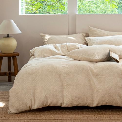 SOULFUL Leinen Bettwäsche 135x200 Baumwolle,Jacquard Boho Textur...