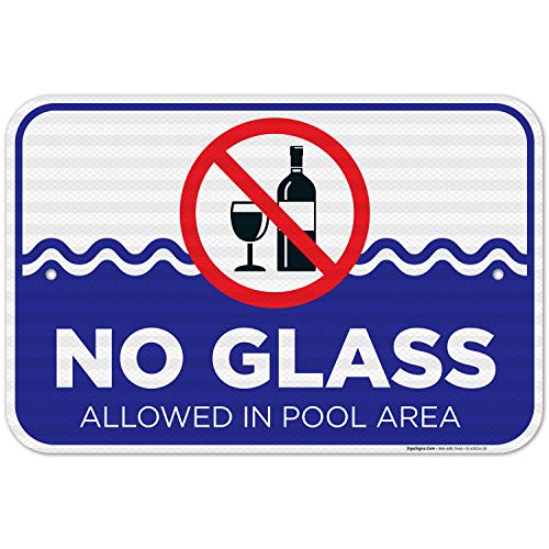 Cartel No Glass Allowed en Área de Piscina 12x18 Pulgadas miniatura 1