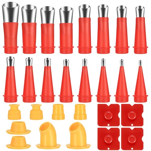 Juego de 28 Boquillas de Acero Inoxidable para Sellado de Silicona, Aplicadoras de Silicona de Una Pieza, Herramientas de Silicona para el Acabado de Sellado, Adecuadas para Cocinas, Ventanas, Baños