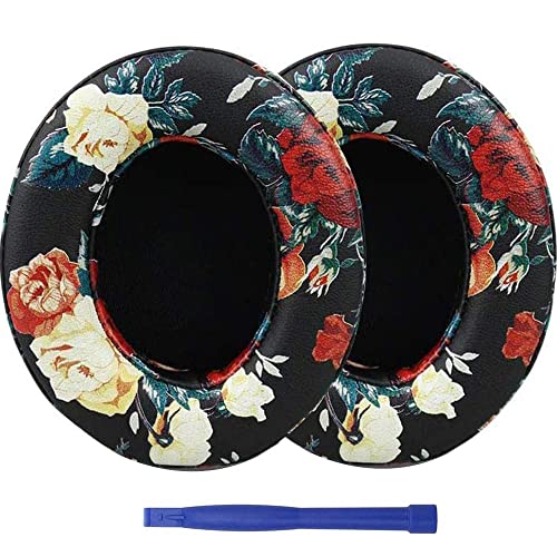 Almohadillas para auriculares Beats Studio 3, repuestos BUTIAO de cuero proteínico y espuma viscoelástica para Beats Studio 2 y Studio 3 (floral negro) miniatura 1