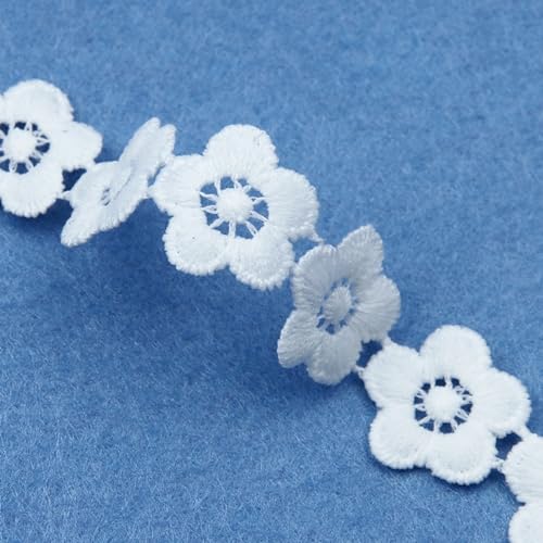 2cm Flower Pattern Lace Trims Embroidery Lace Ribbon White Vintage Crochet Laces Edge for DIY Sewing Crafts, Home Decoration, 10 Yards Total